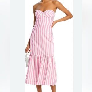 Aqua Women’s Pink and White stripe midi/maxi dress